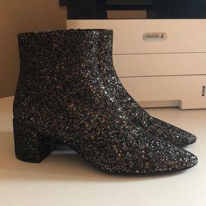 Saint Laurent Paris LouLou Glitter Boots 39